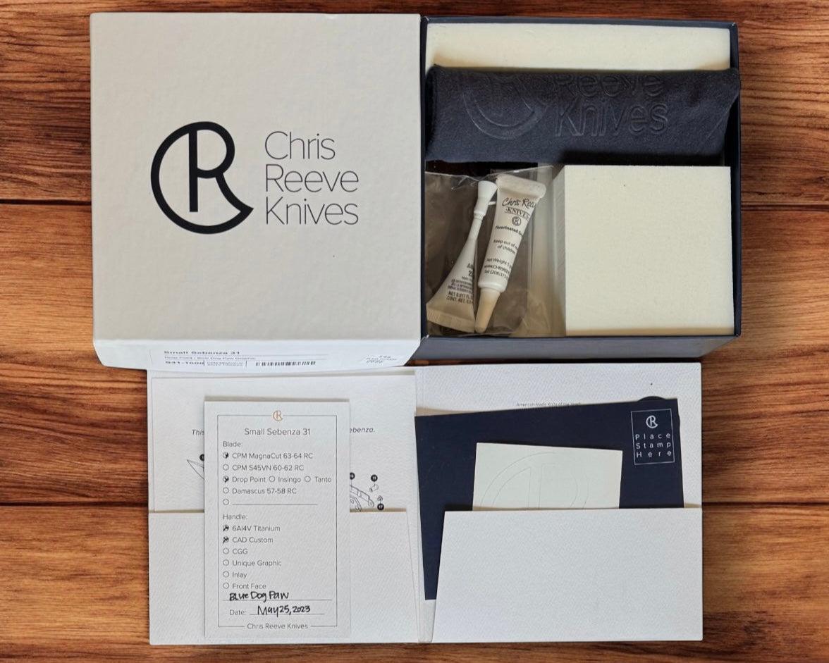 Chris Reeve Knives-Chris Reeve Knives Small Sebenza - Blue Dog Paw Graphic - MagnaCut Blade-5-Urban Cutlery