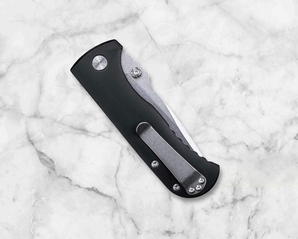 Defiant7-Defiant7 Talos Button Lock - Black 6061 Aluminum Handle - Stonewashed MagnaCut Blade-5-Urban Cutlery