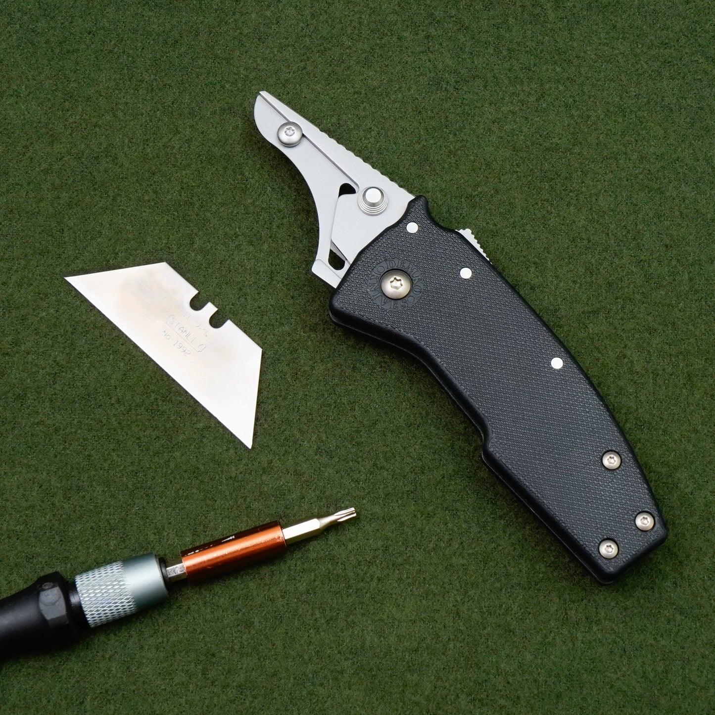 Demko Knives-Demko Knives Razor-Shark - Black GRN Handles - Utility Razor-4-Urban Cutlery
