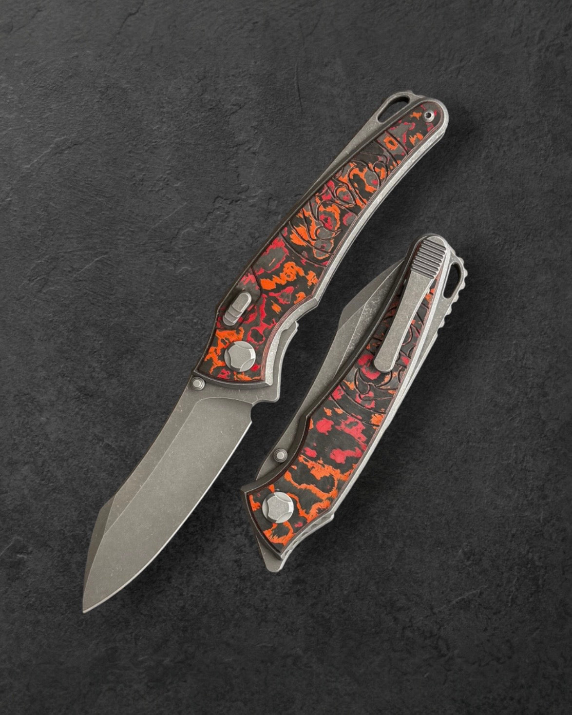 Hawk Knives-Hawk Knives Talon - Mars Valley Fat Carbon Handle Inlay - Tumbled M390 Blade-1-Urban Cutlery