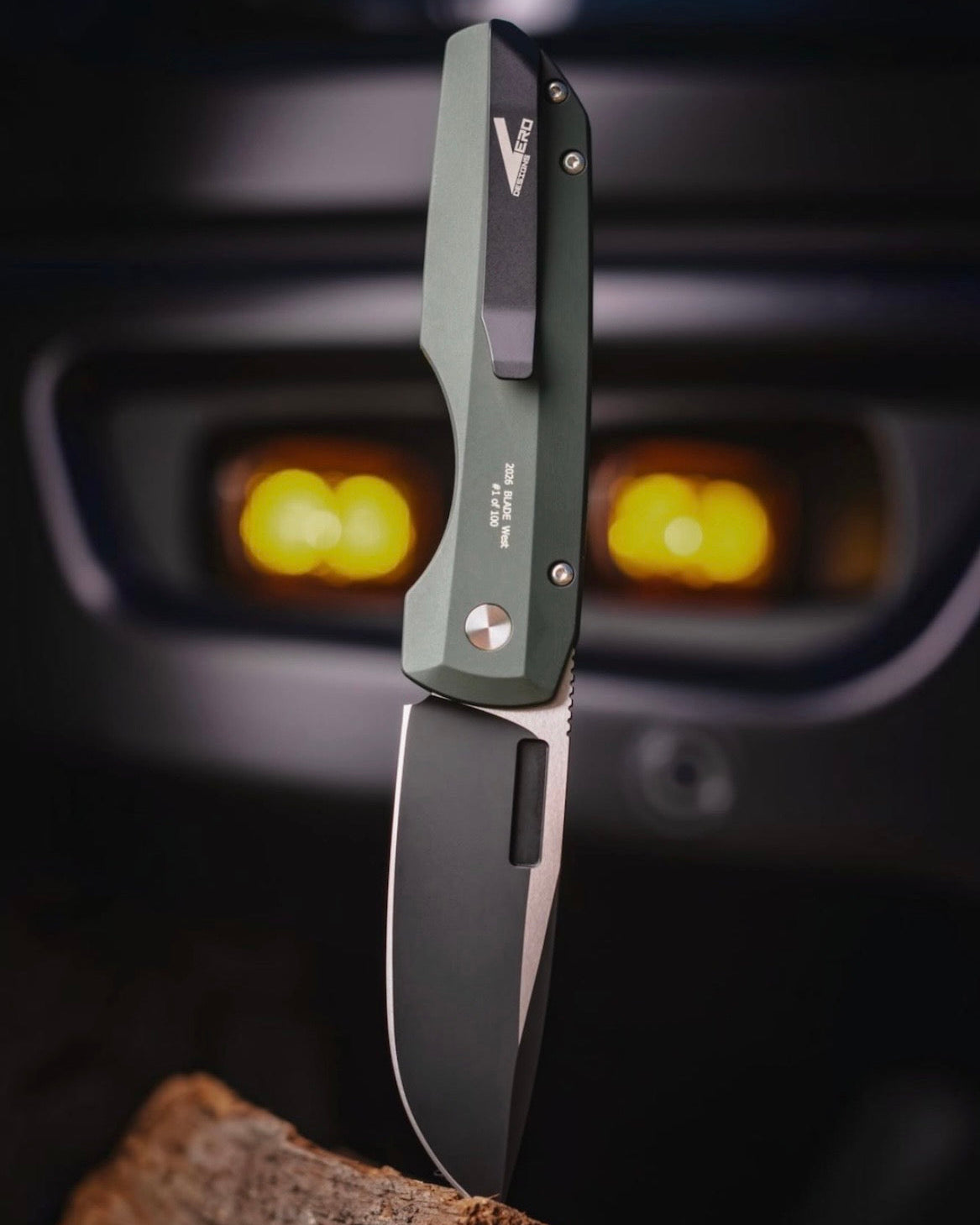 Pro-Tech BSW26.VERO.1 Blade Show West 2026 Exclusive Vero Synapse 2 Auto - Solid Green Handle - 2-Tone DLC Black w/ Satin Flats MAGNAMAX Blade - Black Lip Pearl Button - DLC Black Clip /100