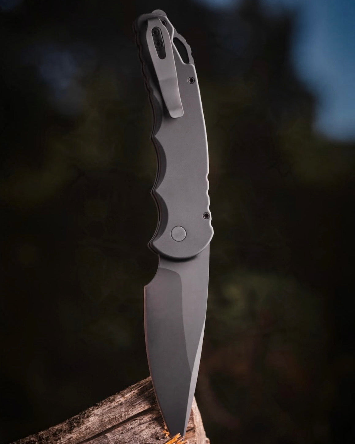 Pro-Tech T4103.MM.OP Blade Show West 2026 Exclusive TR-4 OPERATOR EDITION AUTO - Solid Black Handle - Sterile DLC Black Saber Grind MAGNAMAX Blade - Tritium Button - Secondary Slide Safety - Glass Breaker /55