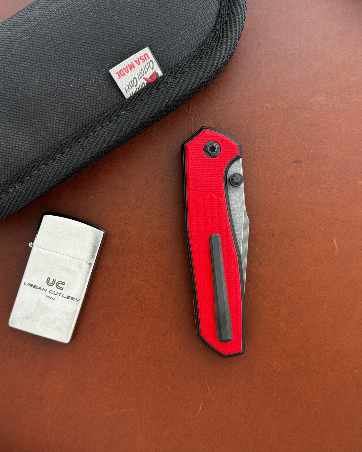 NCC Knives Ragnahawk V4 - Acid washed CTS-XHP Harpoon Tanto Blade - Black Titanium Frame W/ Red G10 Overlays