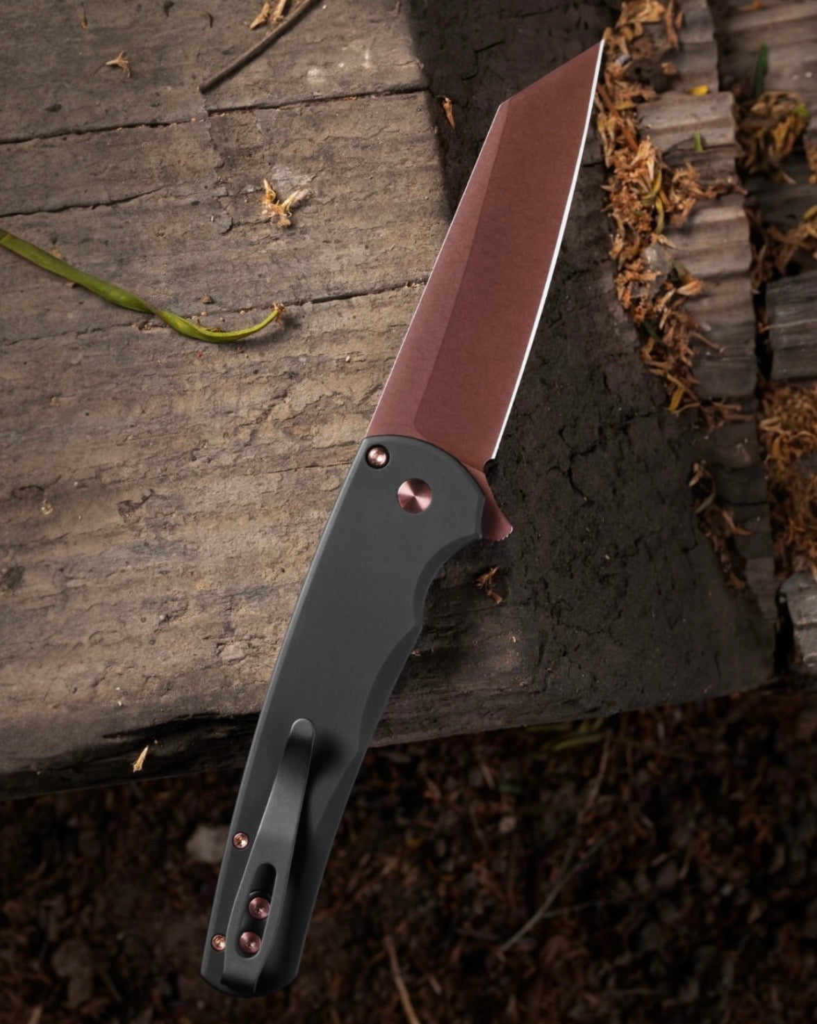 Pro-Tech BSA26.Malibu.1 Blade Show Atlanta 2026 Exclusive Malibu - Black Handle - Copper Rose PVD Reverse Tanto Magnacut Blade - Copper Rose Hardware - Black Lip Pearl Button /200