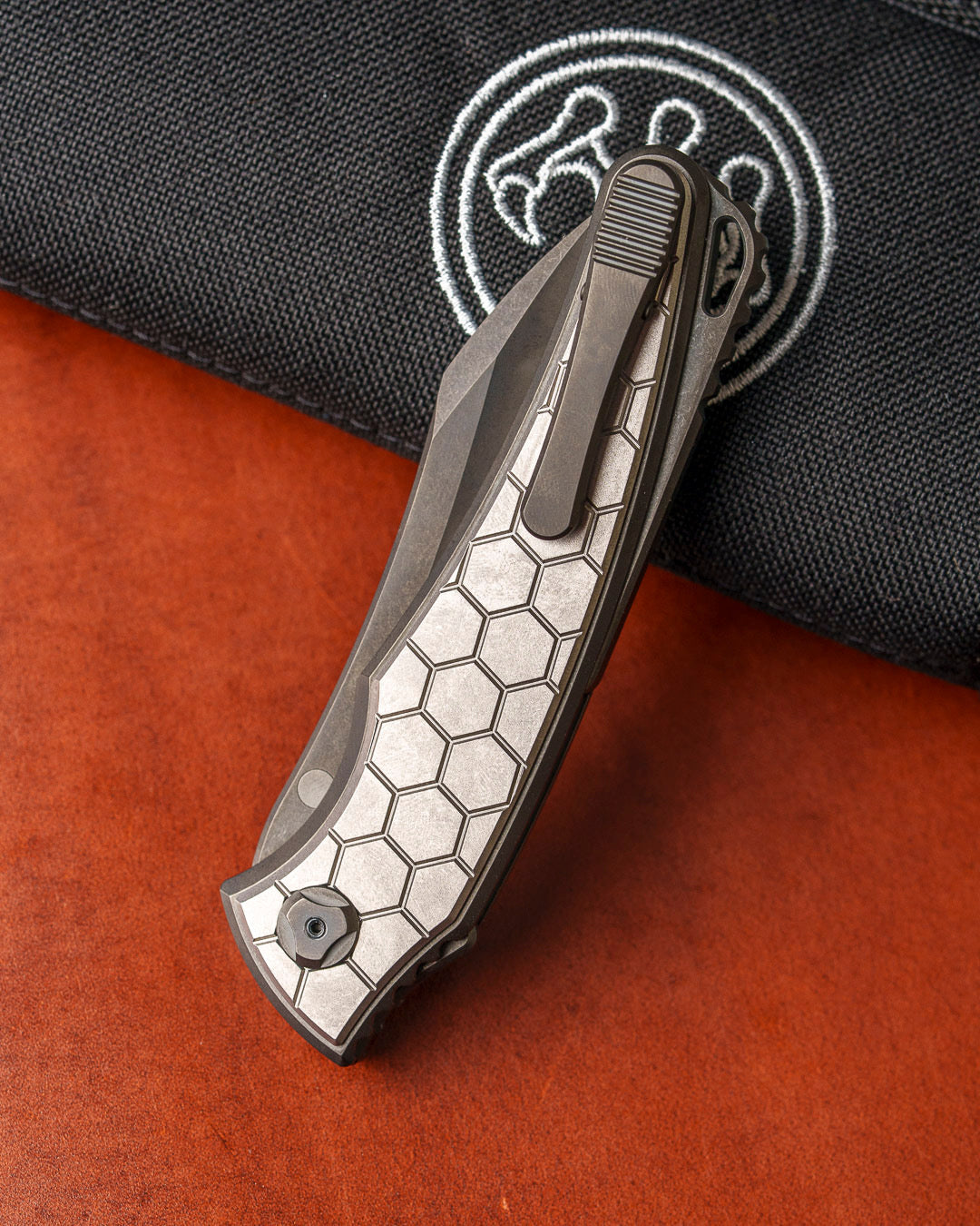 Hawk Knives Talon AUTO - Honeycomb Textured Titanium - DLC Black M390 Blade