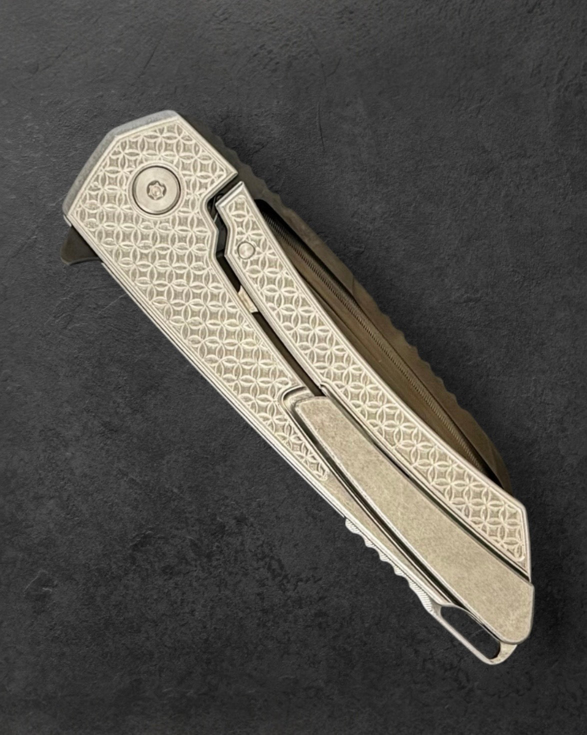 MachineWise Mojave #1273 - DLC S90V Blade - Mosaic Texture Stonewash Handle - Satin Hardware