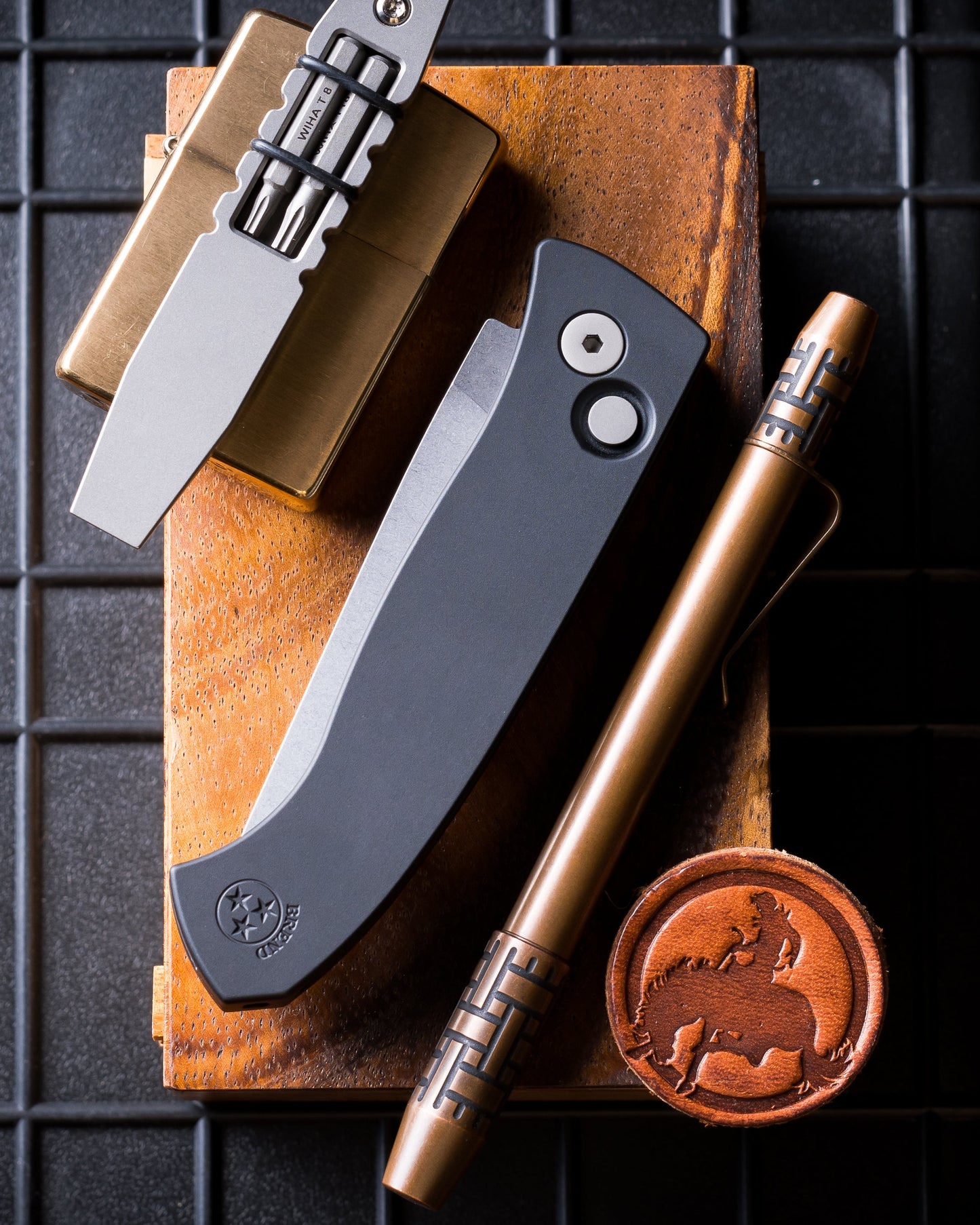 Pro-Tech WB1101 Brend Classic Auto - Black Handles - Stonewash Magnacut Blade - Blasted Hardware