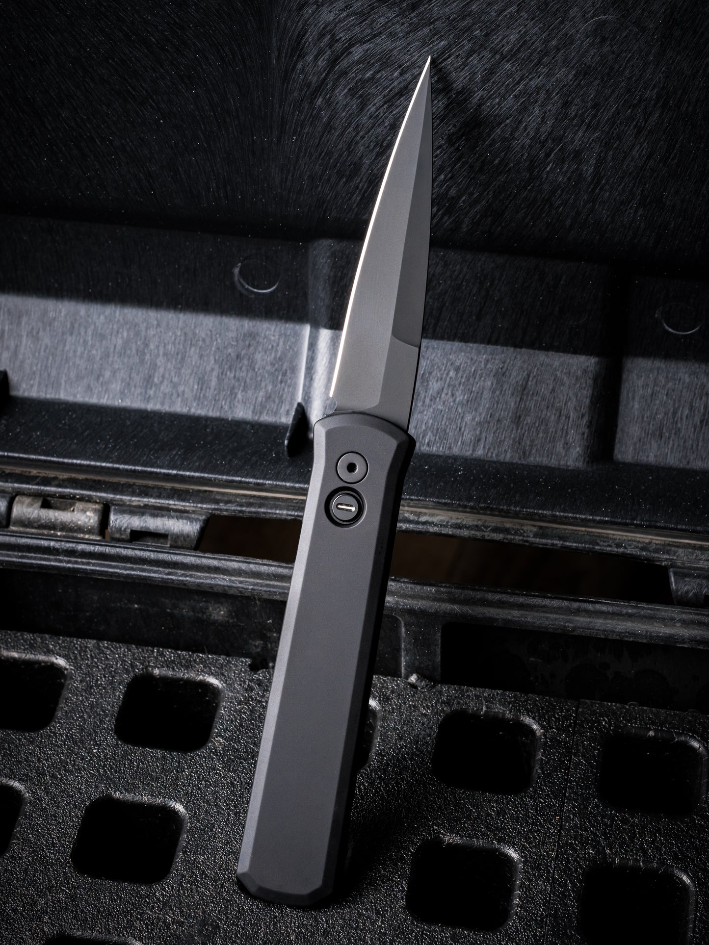 Pro-Tech-Pro-Tech 921.Operator Godfather OPERATOR EDITION AUTO - Black Handles - Sterile Black 154CM Blade - Tritium Inlay Button - All Black Hardware-4-Urban Cutlery