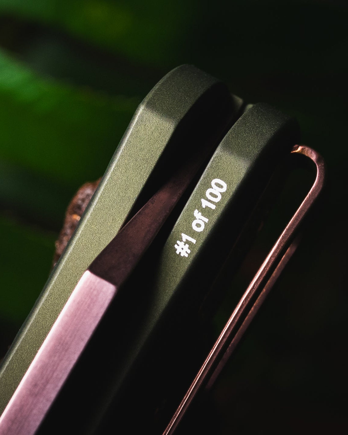 Pro-Tech-Pro-Tech BSW26.Malibu.1 Blade Show West Exclusive Malibu - Green "Tread" Handles - Copper Rose PVD Magnacut Reverse Tanto Blade - Black Lip Pearl Button - Copper Rose Hardware /100-3-Urban Cutlery