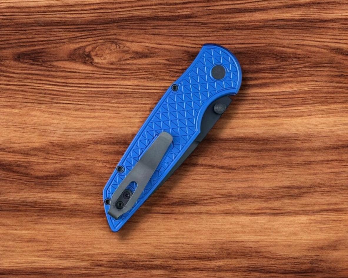 Pro-Tech-Pro-Tech TR-3 INTEGRITY Manual - Relic Textured Blue Handle - DLC Black S35vn Blade - Black Wide Deep Carry Clip-5-Urban Cutlery