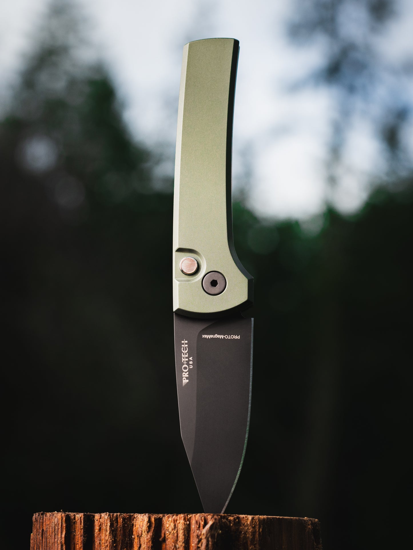 Pro-Tech-Pro-Tech x Chaves BST26.Scapegoat.1 Blade Show Texas 2026 Exclusive Scapegoat Auto - Solid Green Handles - DLC Black MAGNAMAX Blade - Black Lip Pearl Button-3-Urban Cutlery