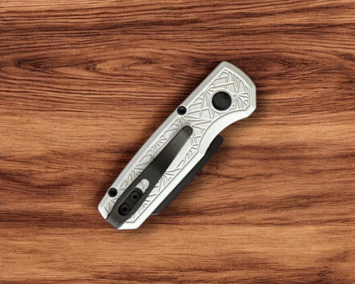 Pro-Tech-Protech R5203.Grey Nexus Runt AUTO - "Nexus" Textured Grey Handle - DLC Black 20CV Reverse Tanto Blade - Black Hardware-5-Urban Cutlery