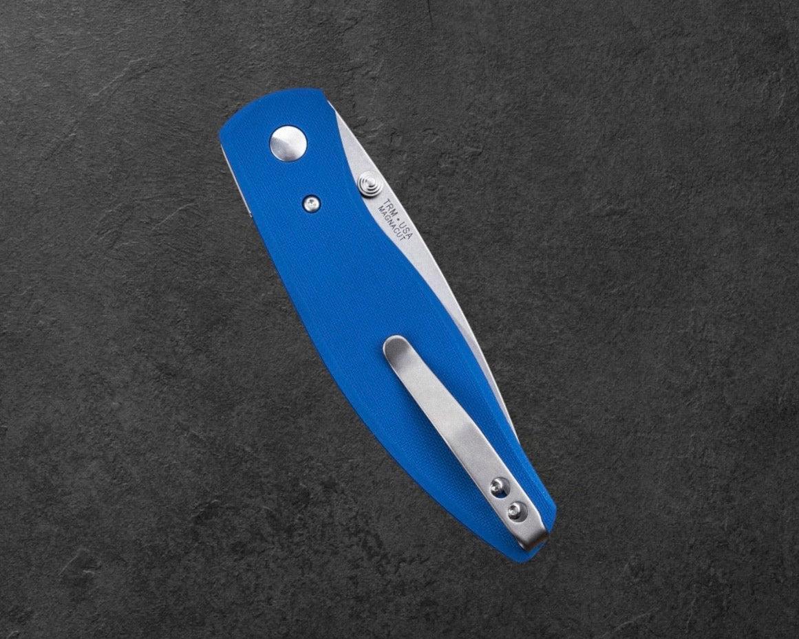 Three Rivers Mfg.-Three Rivers Mfg. (TRM) Atom - ROYAL BLUE G10 FLAT Handles - MAGNACUT Blade-4-Urban Cutlery