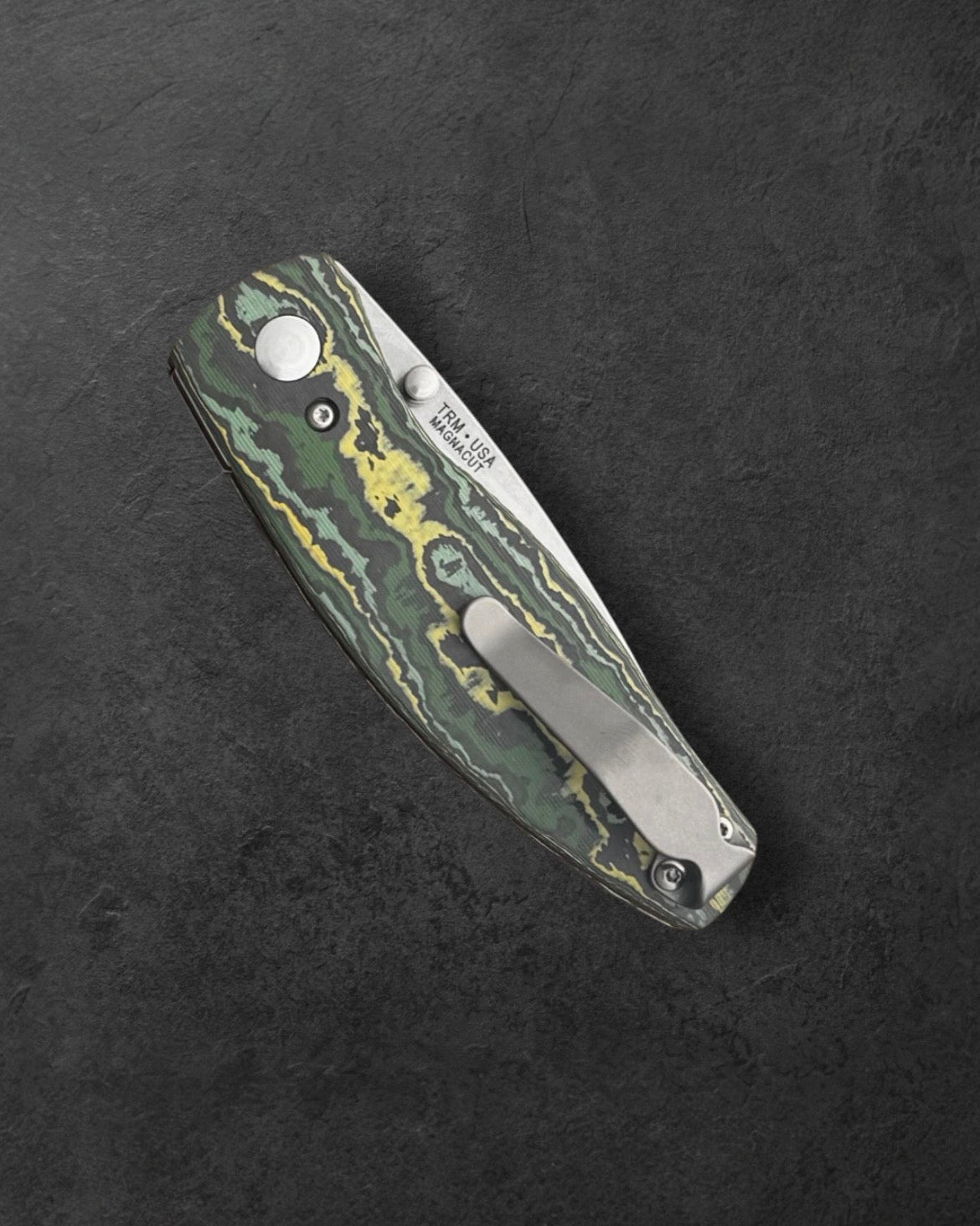 Three Rivers Mfg.-Three Rivers Mfg. (TRM) Neutron 2 - Toxic Storm CARBON FIBER 3D Contoured Handles - MAGNACUT Blade-4-Urban Cutlery