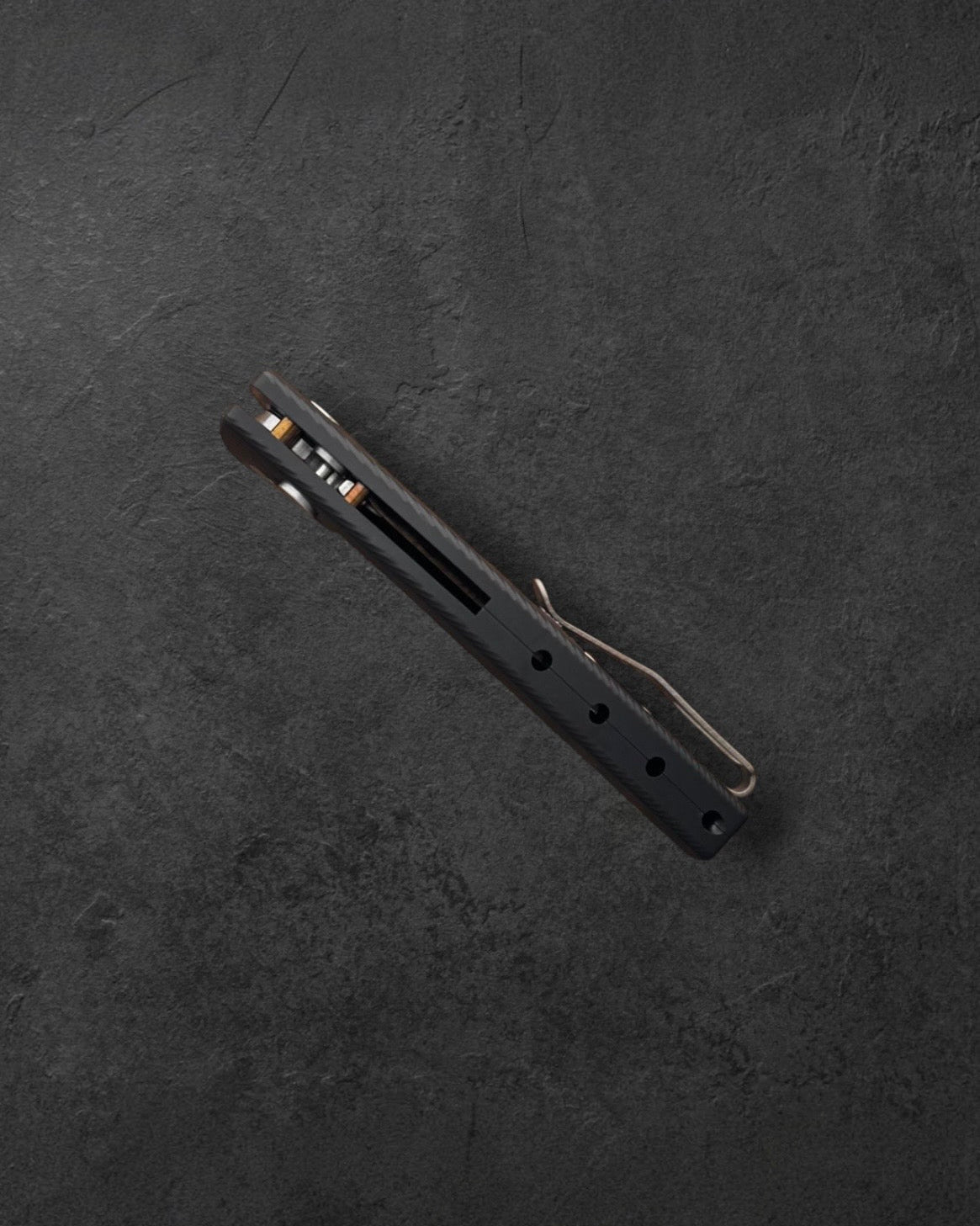 Three Rivers Mfg.-Three Rivers Mfg. (TRM) Pitbull Auto - HARD-COATED ALUMINUM HANDLE W/ BURLAP DENIM MICARTA INLAY - MAGNACUT Blade-5-Urban Cutlery