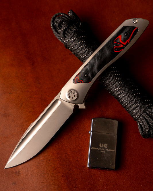 Sharp by Design T10 – Lava Flow Kirinite Inlay Handles - Drop Point