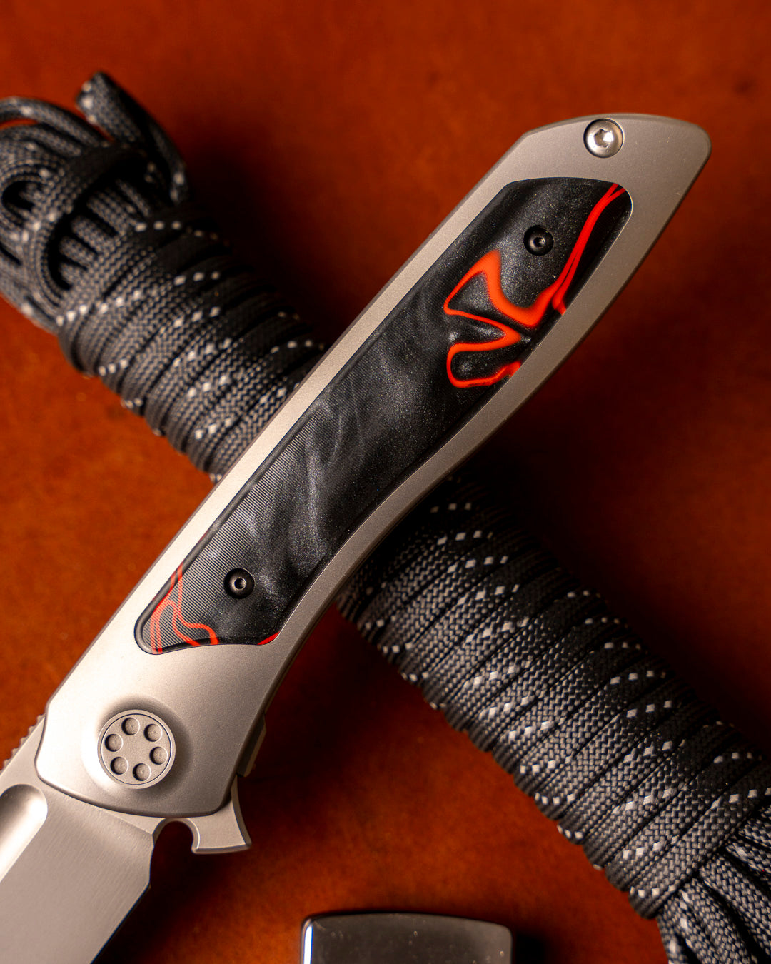 Sharp by Design T10 – Lava Flow Kirinite Inlay Handles - Drop Point