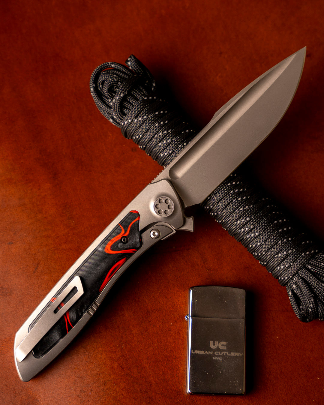 Sharp by Design T10 – Lava Flow Kirinite Inlay Handles - Drop Point