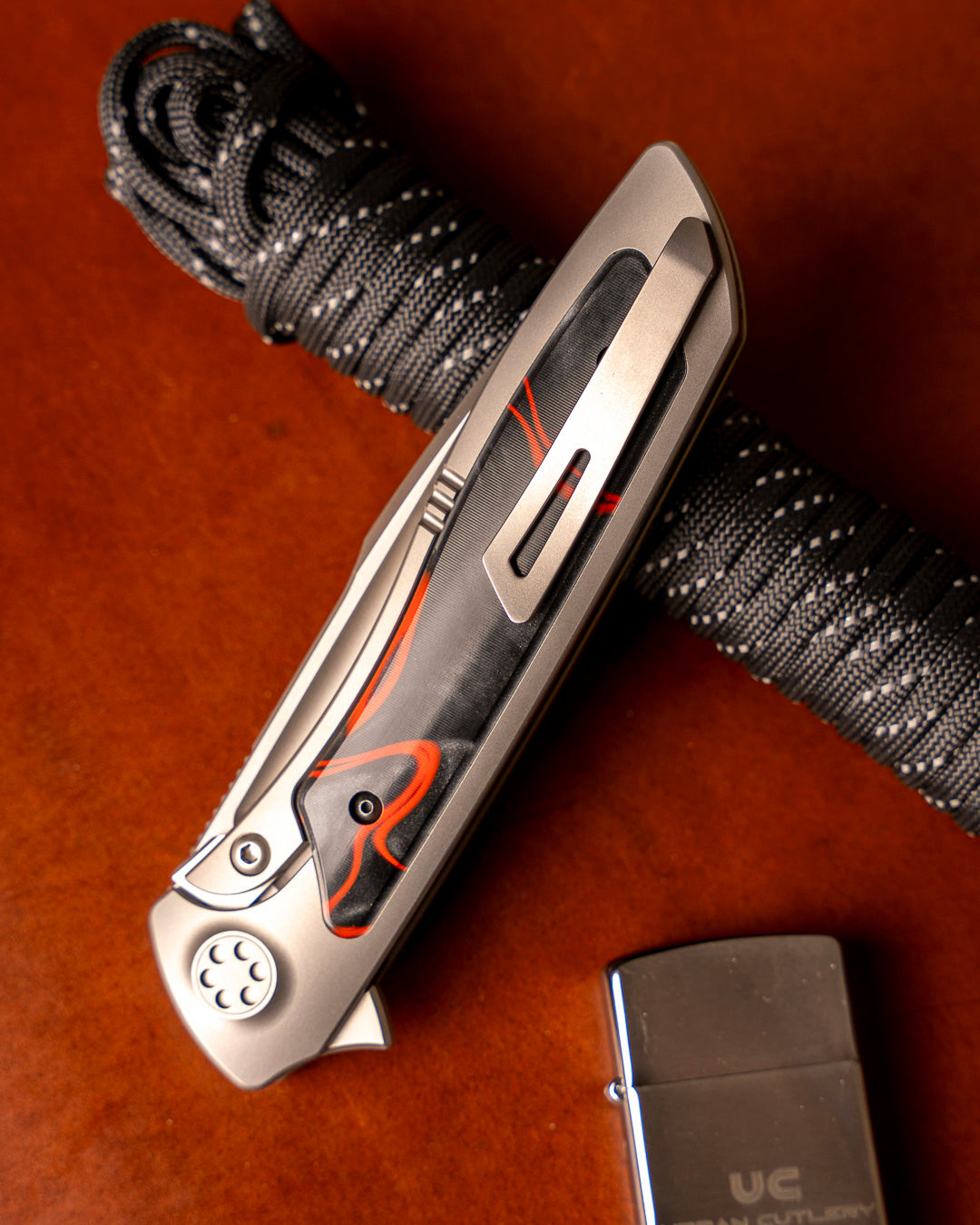 Sharp by Design T10 – Lava Flow Kirinite Inlay Handles - Drop Point