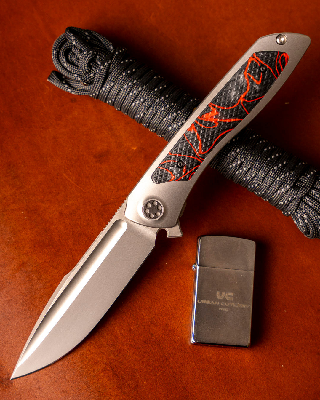 Sharp by Design T10 – Textured Lava Flow Kirinite Inlay Handles - Drop Point