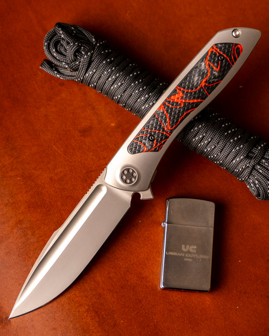Sharp by Design T10 – Textured Lava Flow Kirinite Inlay Handles - Drop Point