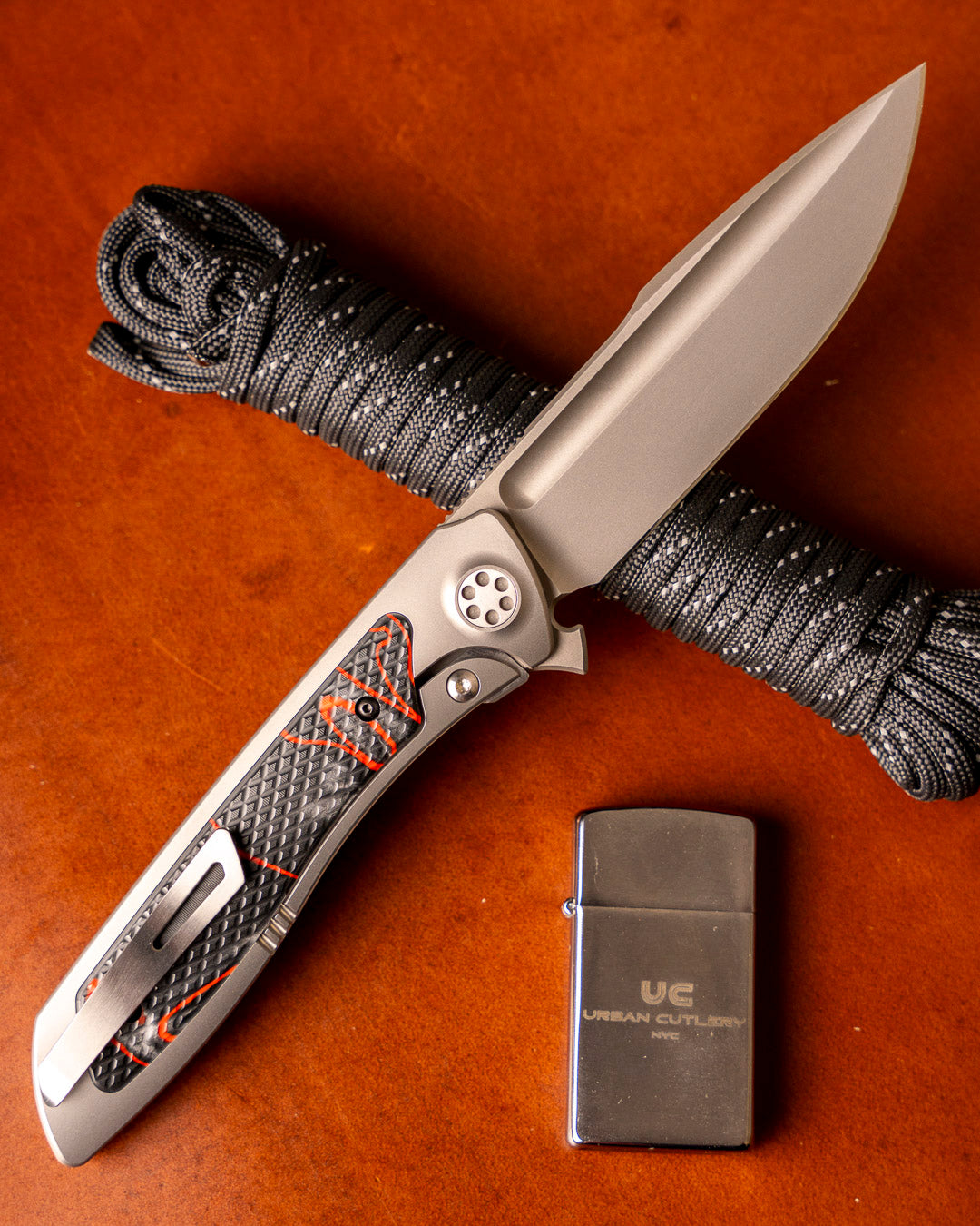 Sharp by Design T10 – Textured Lava Flow Kirinite Inlay Handles - Drop Point
