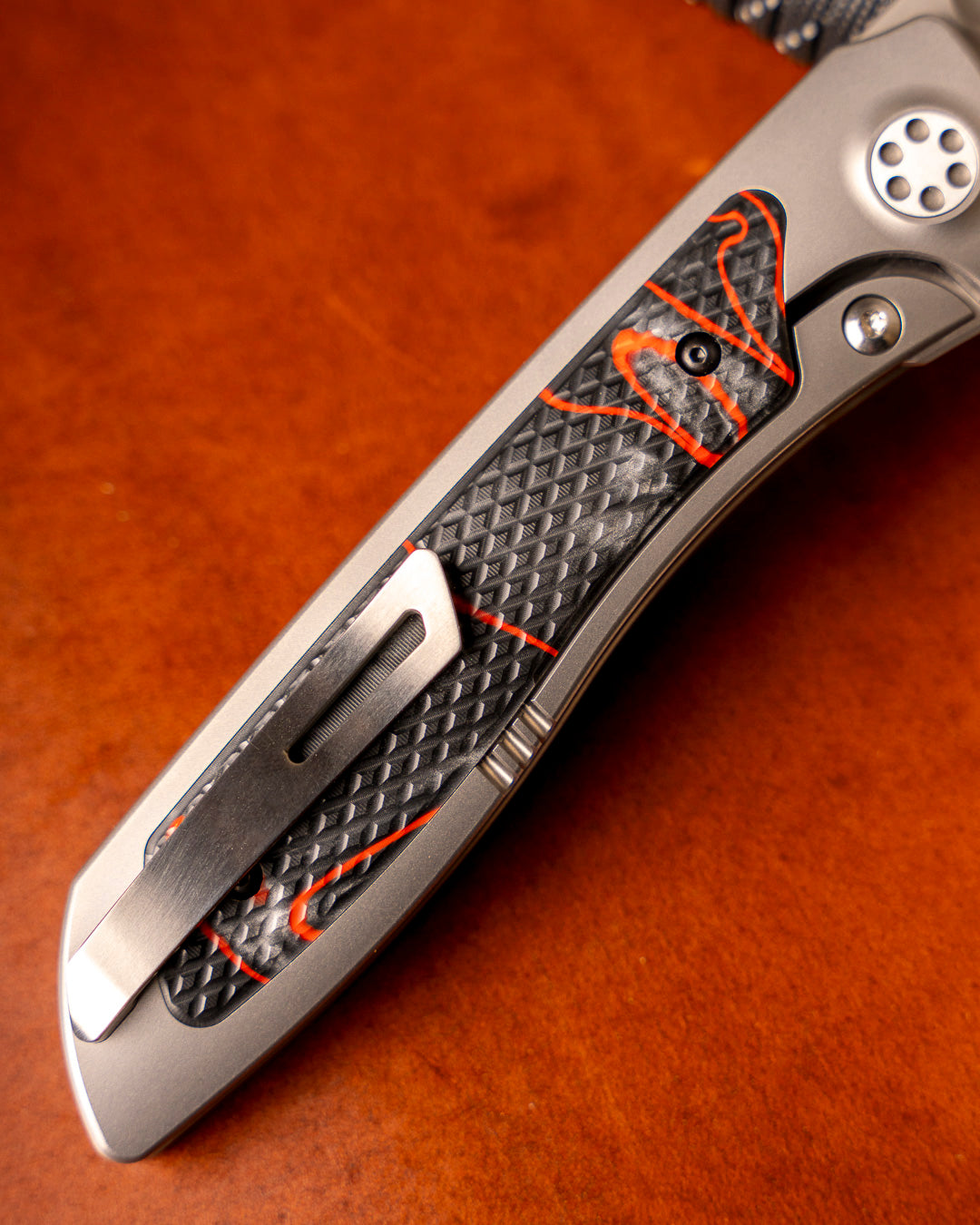 Sharp by Design T10 – Textured Lava Flow Kirinite Inlay Handles - Drop Point