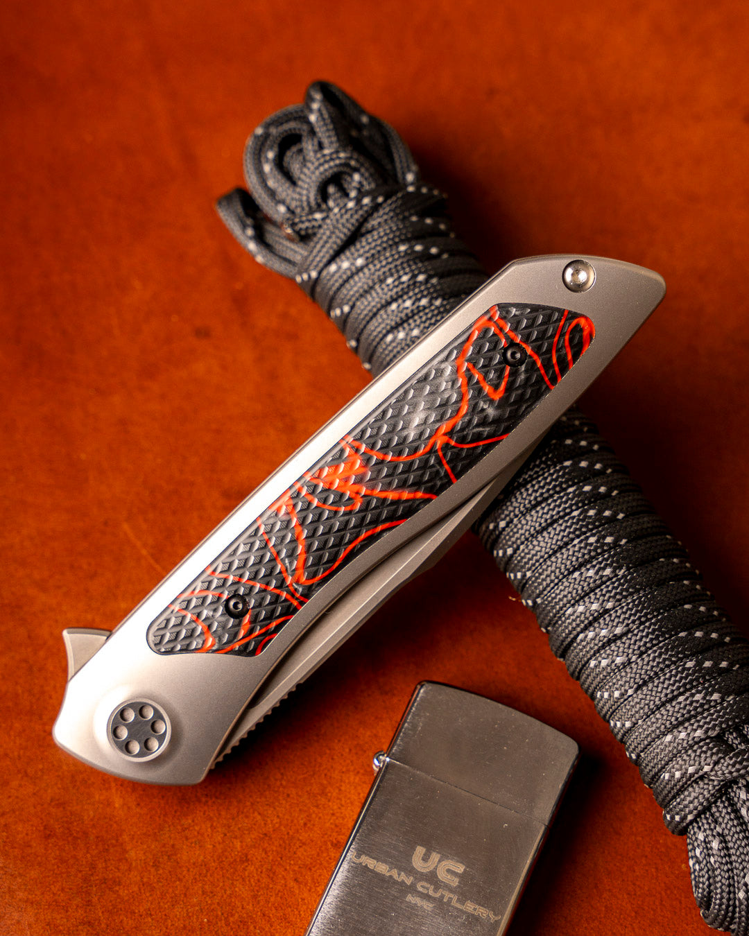 Sharp by Design T10 – Textured Lava Flow Kirinite Inlay Handles - Drop Point