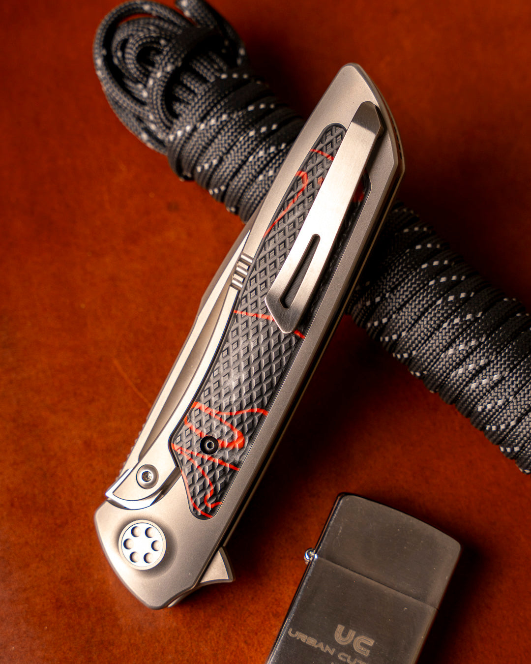 Sharp by Design T10 – Textured Lava Flow Kirinite Inlay Handles - Drop Point