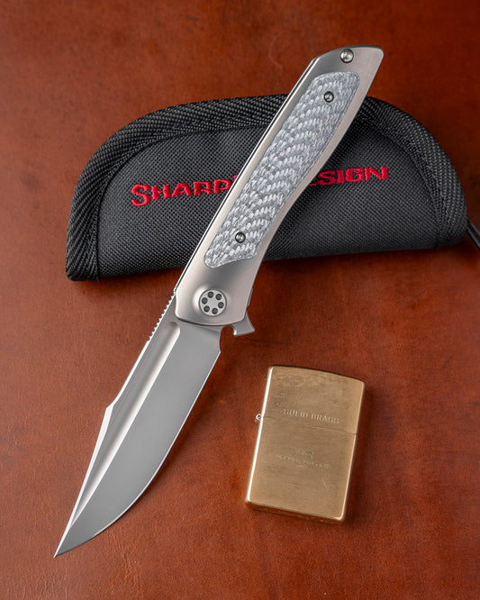 Sharp by Design T10 – Silver Twill Carbon Fiber Inlay Handles