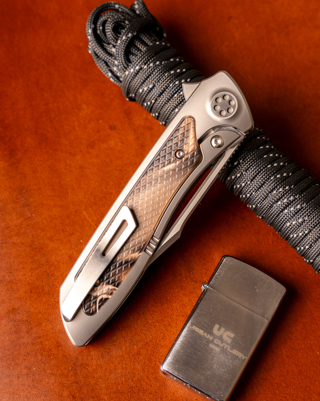 Sharp by Design T10 – Desert Camo Kirinite Inlay Handles - Etched & Slotted Blade
