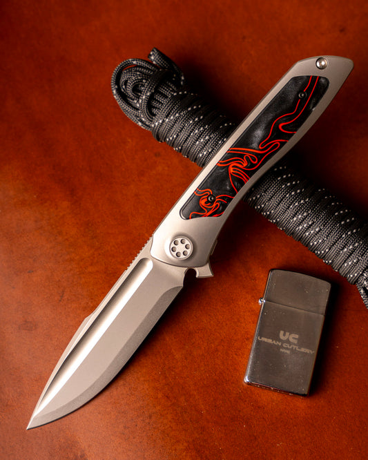 Sharp by Design T10 – Lava Flow Kirinite Inlay Handles - Etched Blade