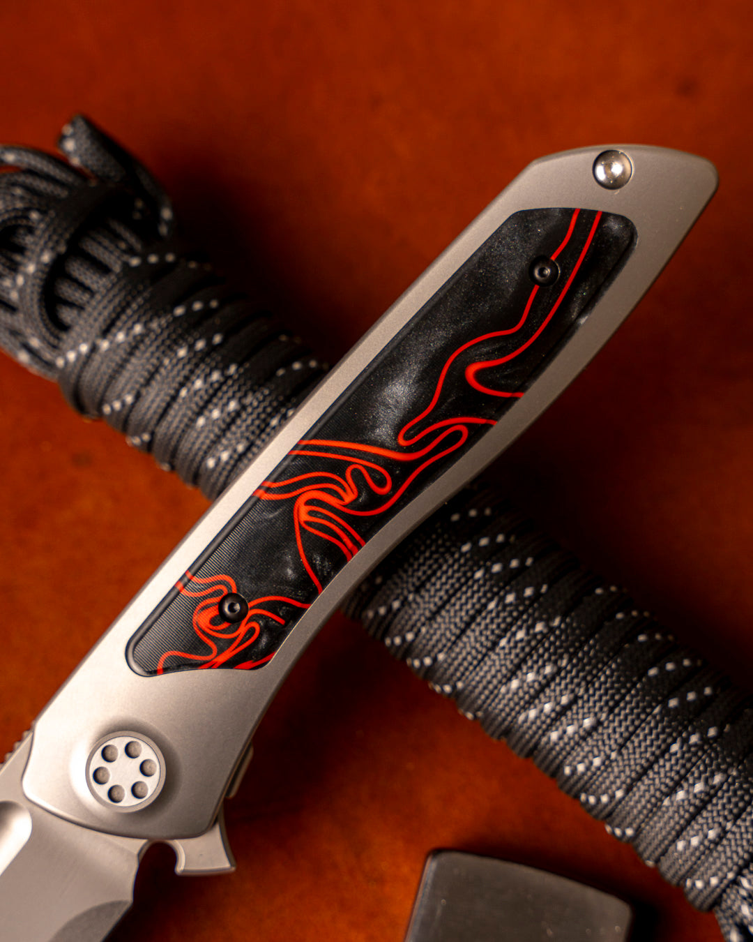 Sharp by Design T10 – Lava Flow Kirinite Inlay Handles - Etched Blade