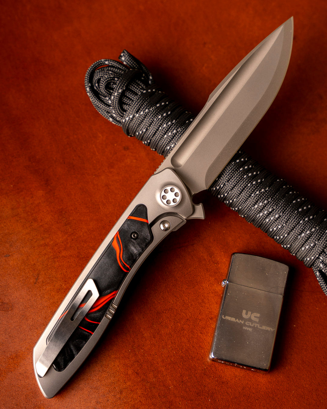 Sharp by Design T10 – Lava Flow Kirinite Inlay Handles - Etched Blade