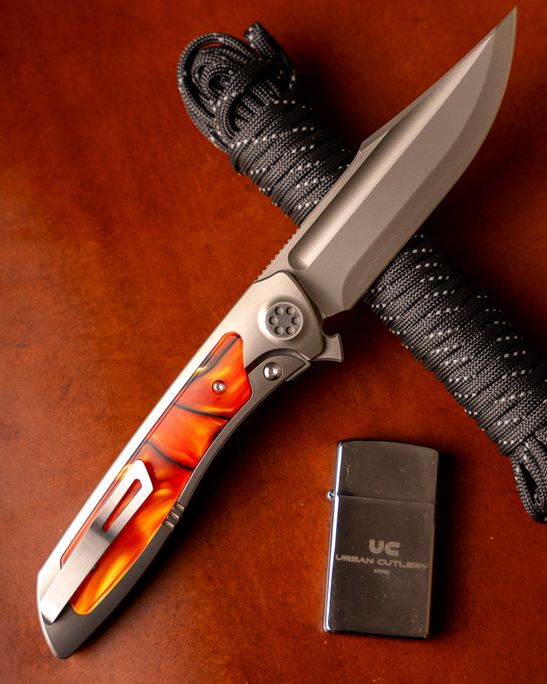 Sharp by Design T10 – Bengal Tiger Kirinite Inlay Handles - Etched Blade