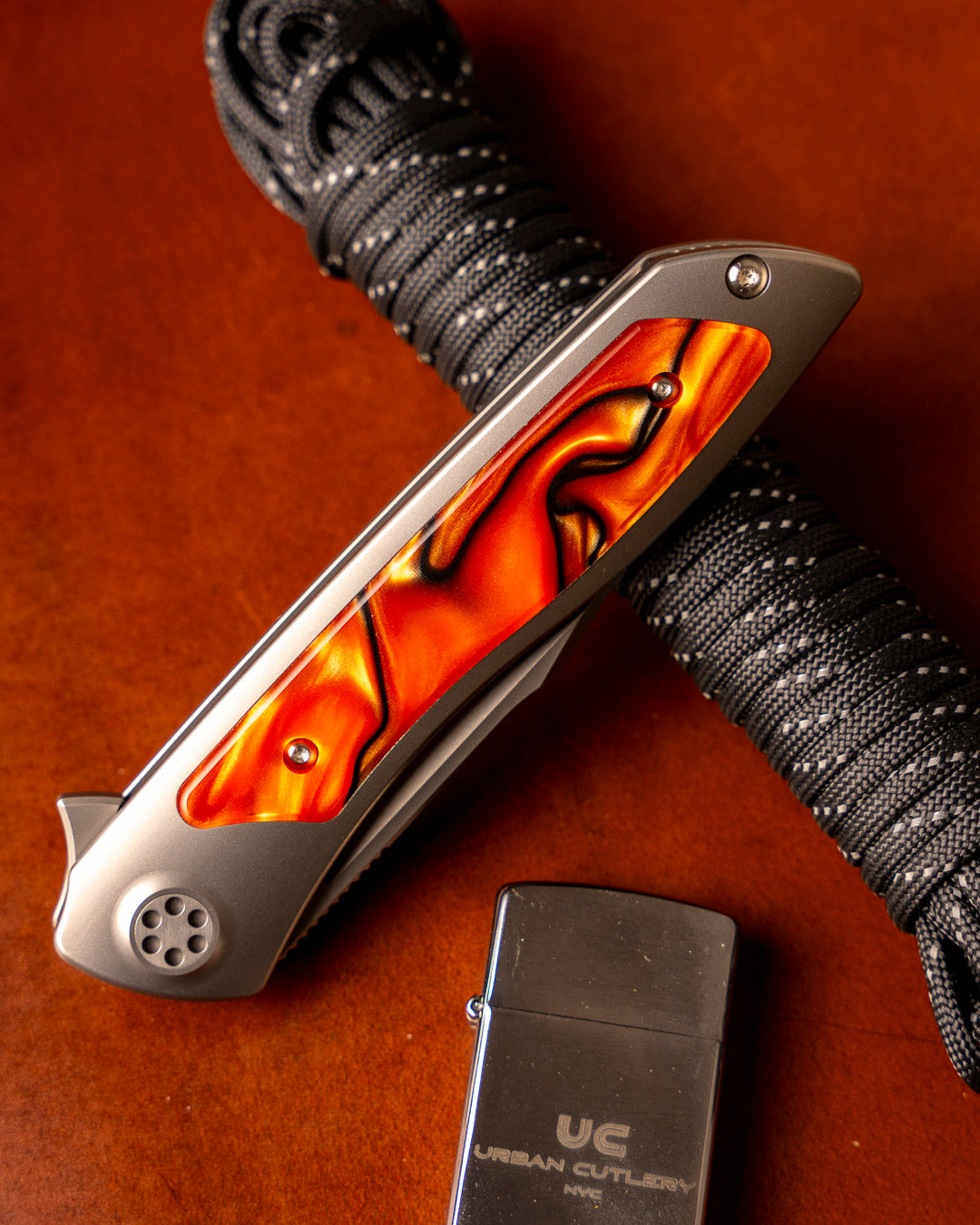 Sharp by Design T10 – Bengal Tiger Kirinite Inlay Handles - Etched Blade