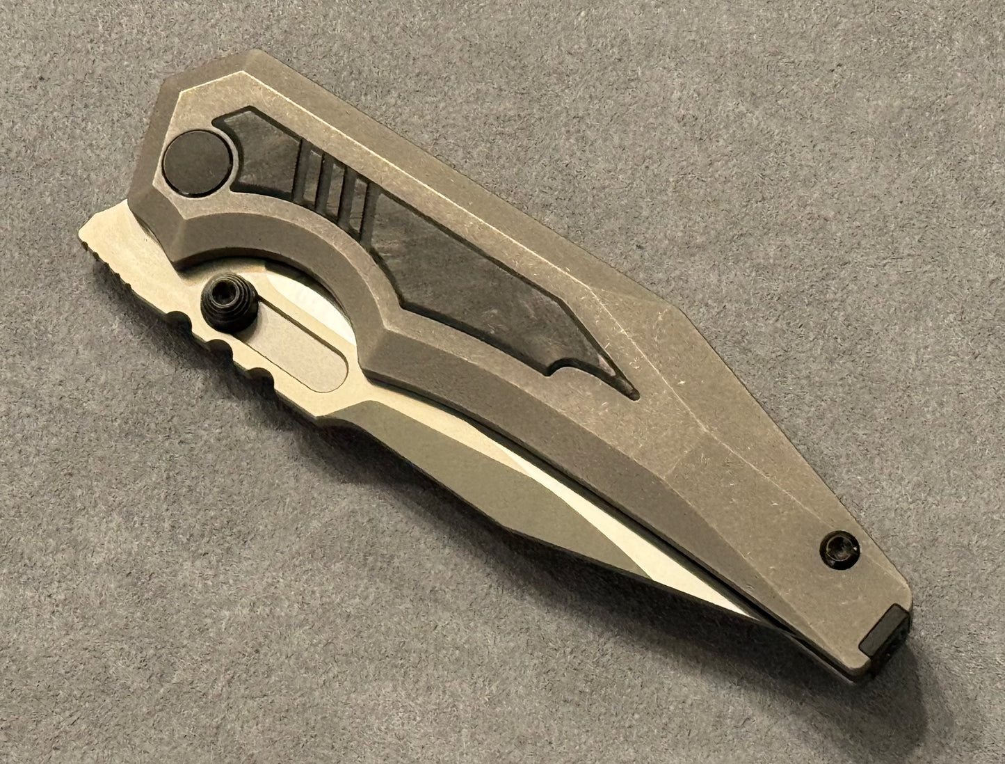 Arcane Design-Arcane Design Preytheon Titanium with Glow Carbon Fiber\20CV Satin Clip Point - Brand New-4-Urban Cutlery