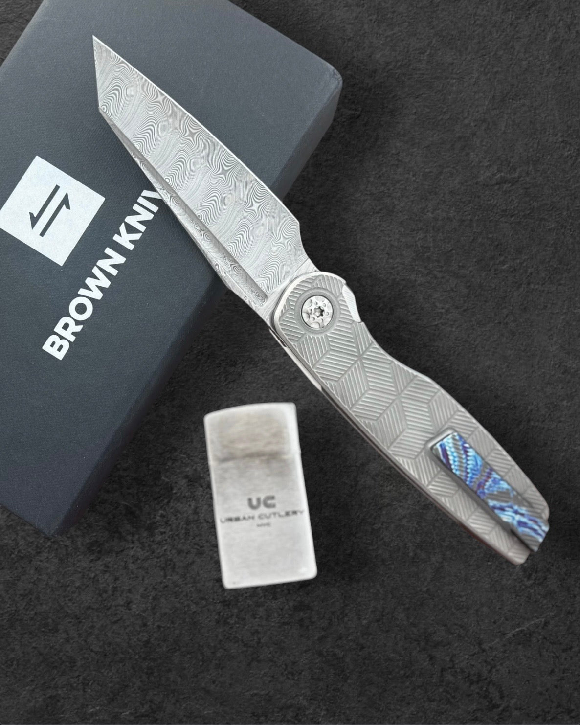 Brown Knives-Brown Knives Cortex XL #790 - Damasteel & Black Timascus-2-Urban Cutlery
