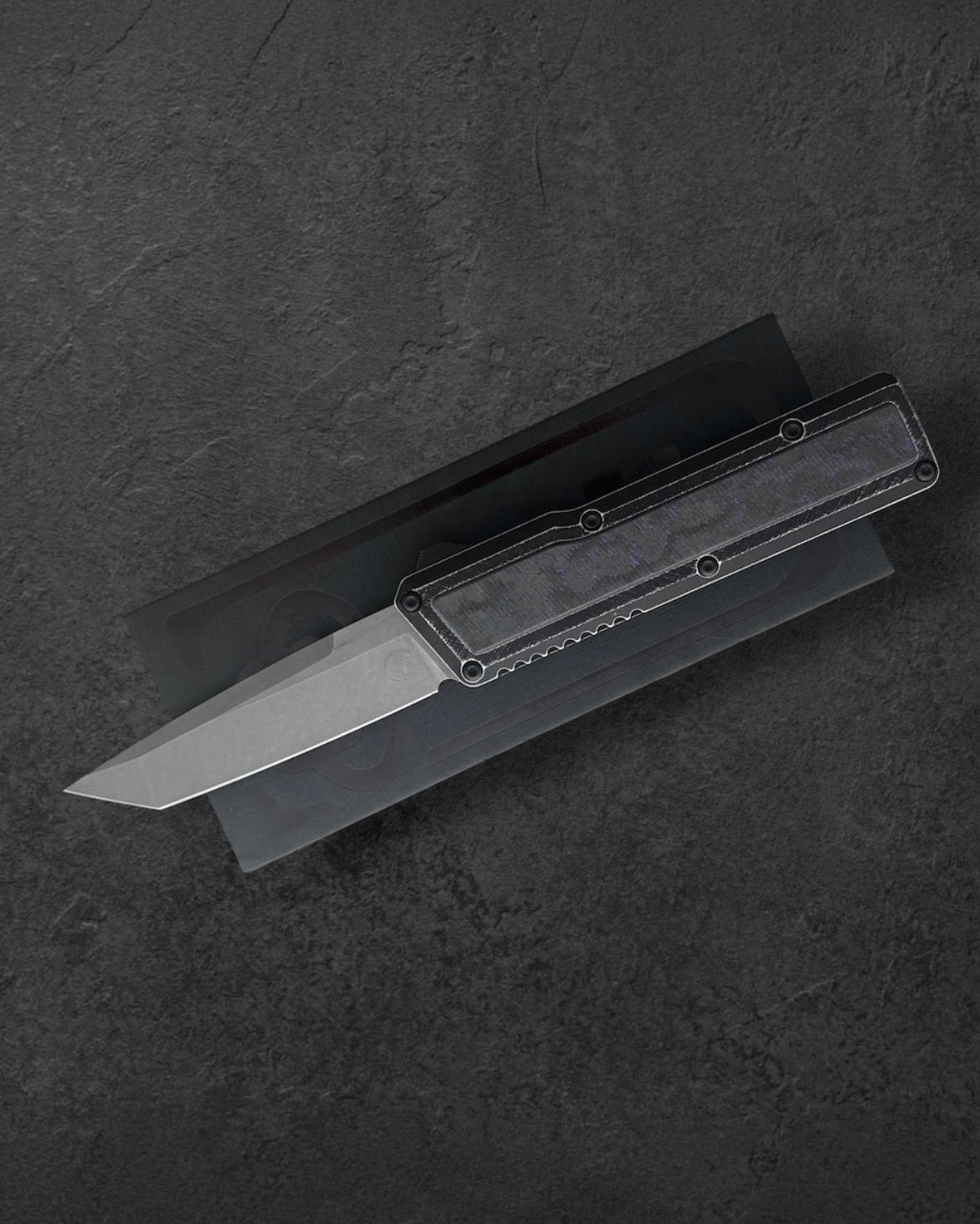Chaves Knives-Chaves Dissident OTF Knife - M390 Tanto & "Purple Haze" Carbon Fiber Inlay-1-Urban Cutlery