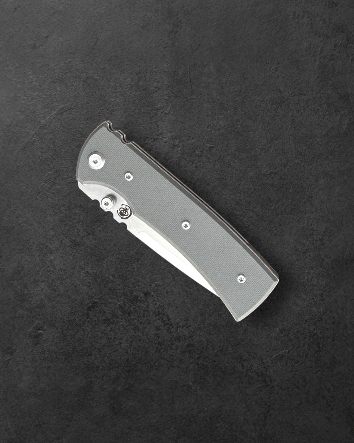 Chaves Knives-Chaves Knives Exclusive Blue Label Redencion 229 - Charcoal Grey Handles - Belt Satin Elmax Tanto Blade-3-Urban Cutlery