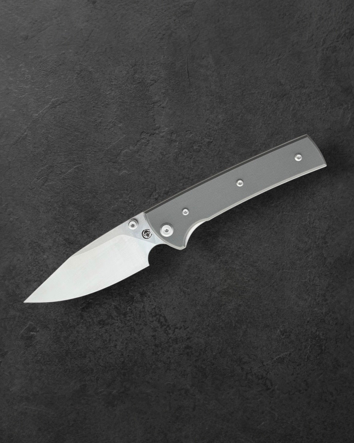 Chaves Knives-Chaves Knives Exclusive Blue Label Scapegoat 229 - Charcoal Grey Handles - Belt Satin Elmax Spearpoint Blade-2-Urban Cutlery