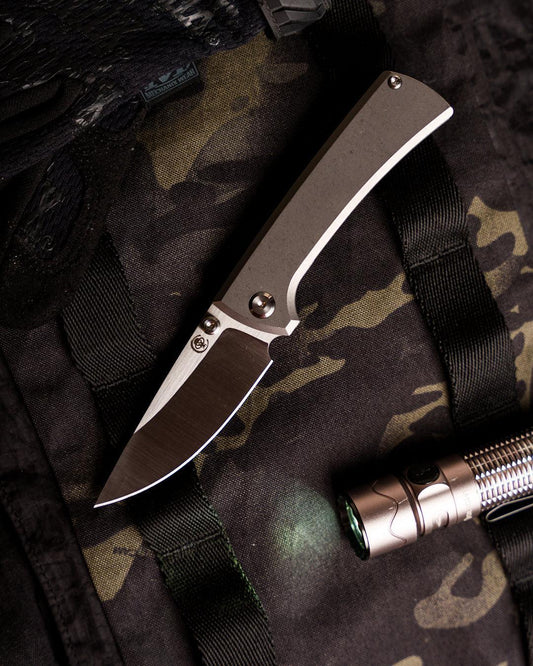Chaves Knives-Chaves Knives RCK9 Titanium Frame Lock - Stonewash Titanium Handles - Machine Satin M390 Blade-1-Urban Cutlery