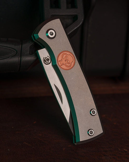 Chaves Knives-Chaves Knives Redencion Slip Joint - Titanium w/ Copper Inlay Handles - Belt Satin M390 Tanto Blade-1-Urban Cutlery