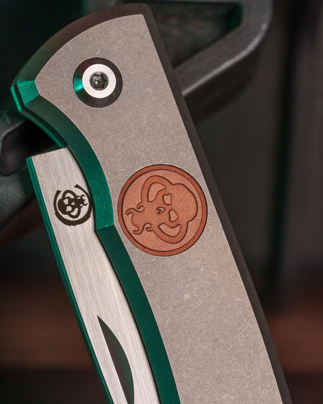 Chaves Knives-Chaves Knives Redencion Slip Joint - Titanium w/ Copper Inlay Handles - Belt Satin M390 Tanto Blade-2-Urban Cutlery