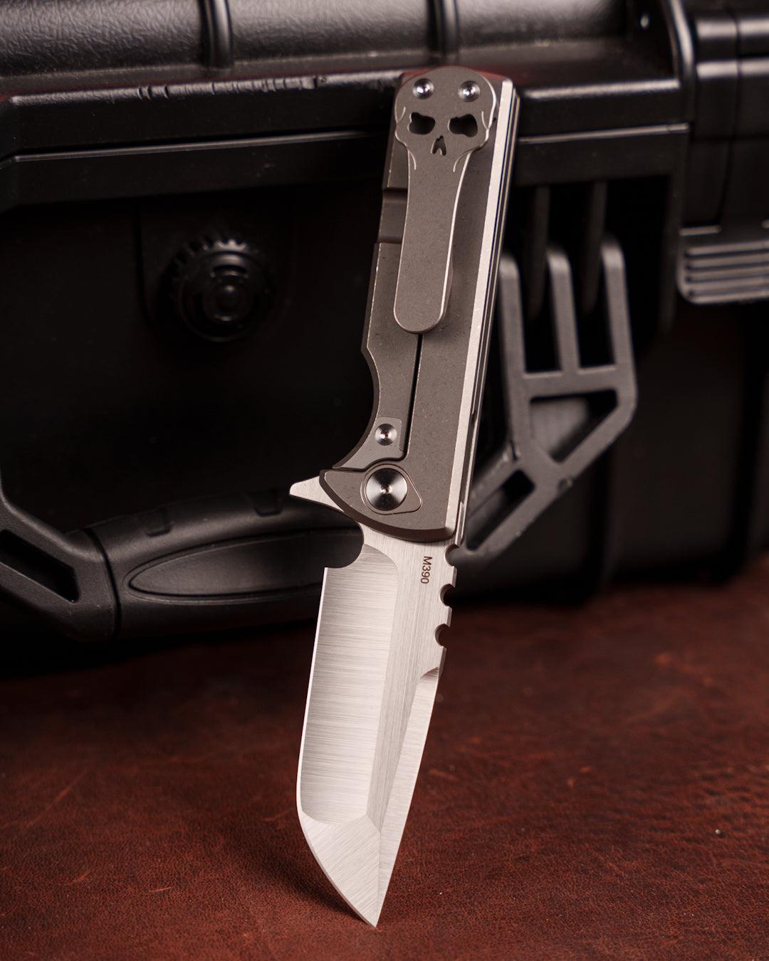 Chaves Knives-Chaves Knives T.A.K. Integral Frame Lock - Stonewash Titanium Handles - Belt Satin M390 Blade-2-Urban Cutlery
