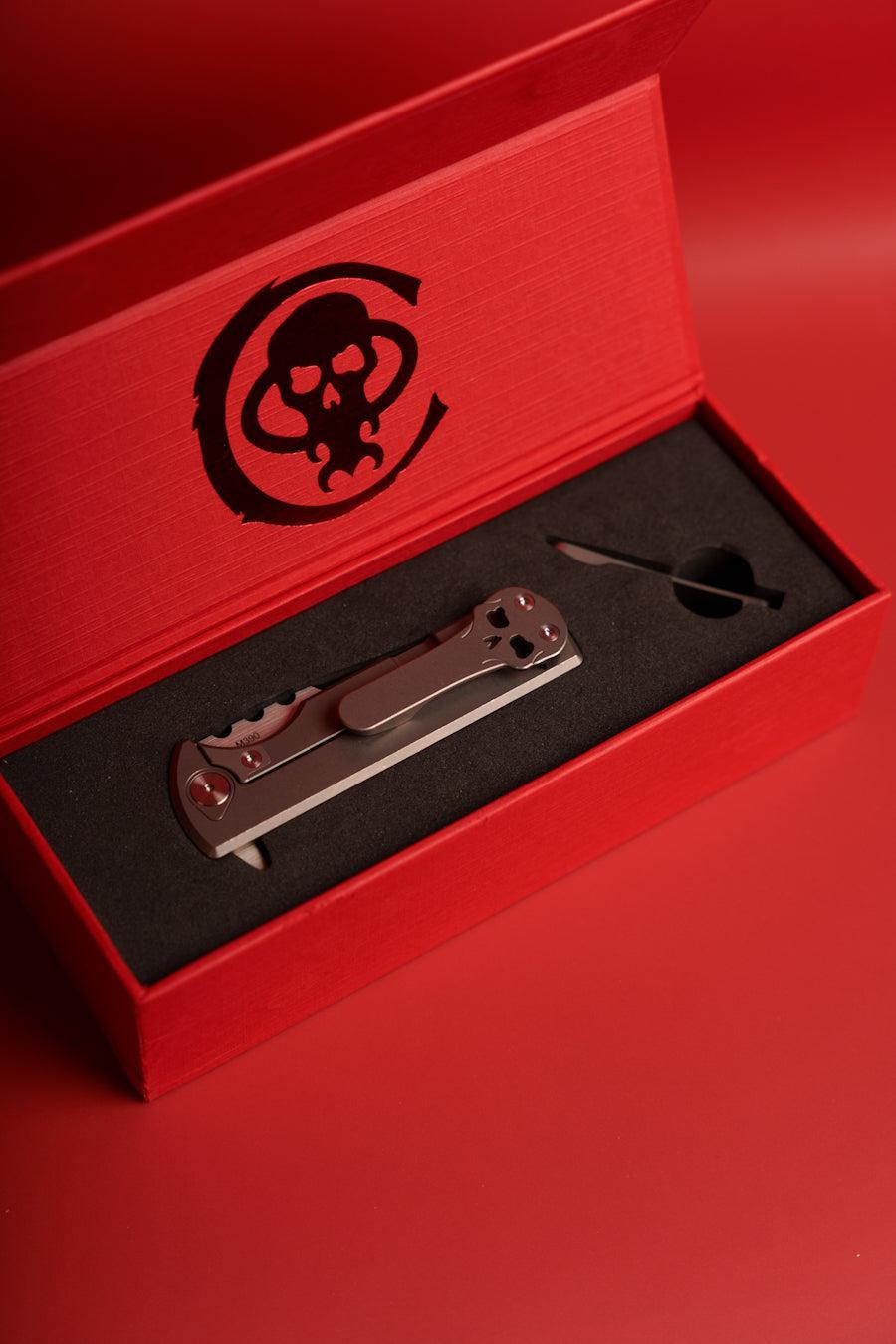 Chaves Knives-Chaves Knives T.A.K. Integral Frame Lock - Stonewash Titanium Handles - Belt Satin M390 Blade-5-Urban Cutlery