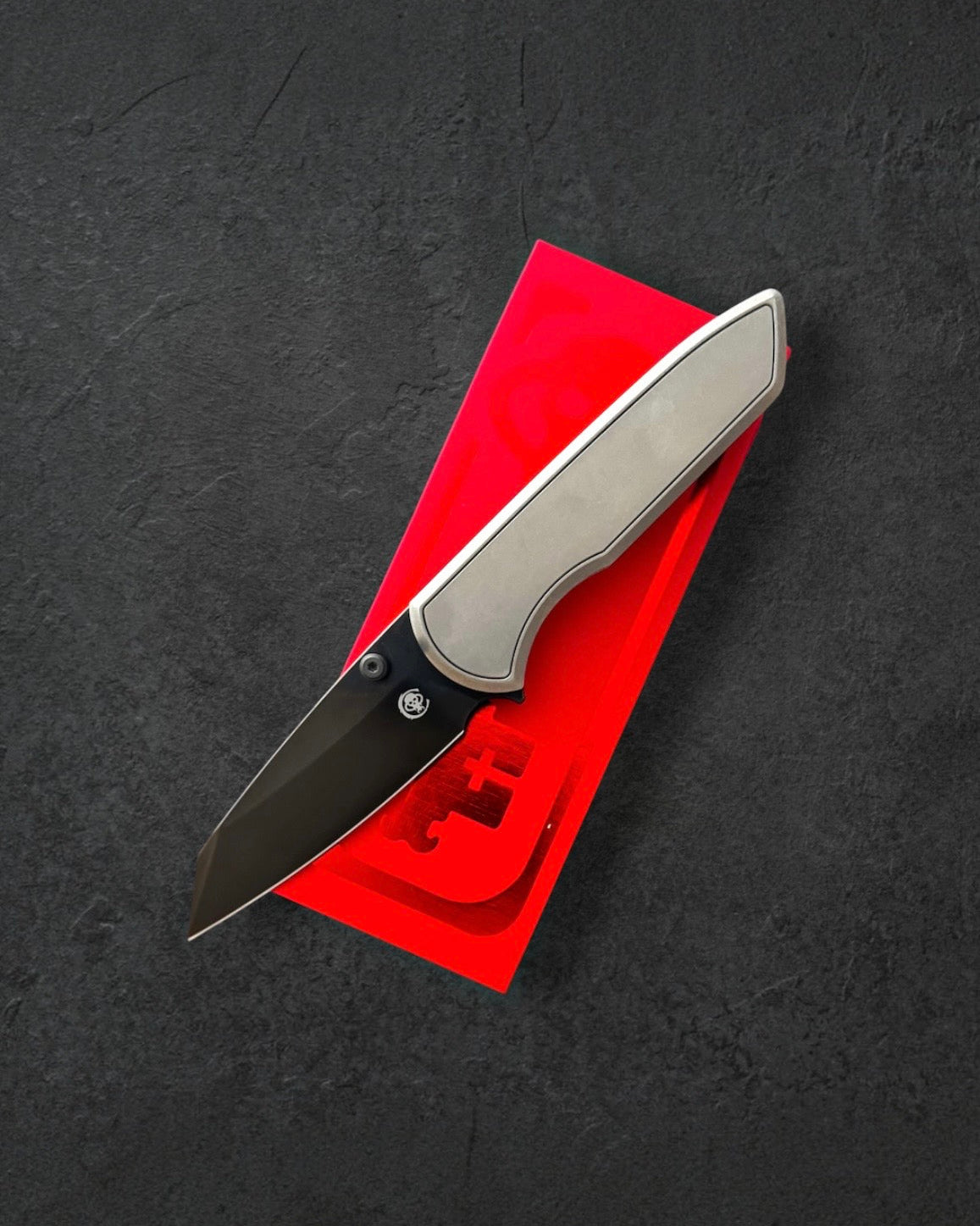 Chaves Knives-Chaves Knives x Brad Blount - Arrestor 229 Integral - Bright Stonewash Titanium Handles - DLC Black M390 Sheepsfoot Blade-1-Urban Cutlery