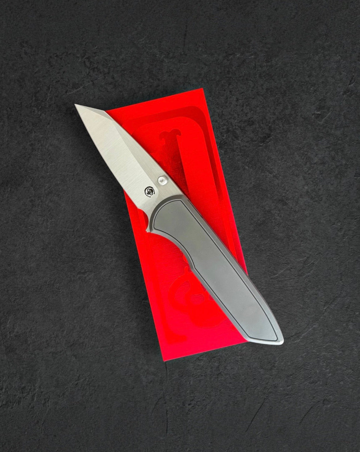 Chaves Knives-Chaves Knives x Brad Blount - Arrestor 229 Integral - Stonewash Titanium Handles - Belt Satin M390 Sheepsfoot Blade-1-Urban Cutlery