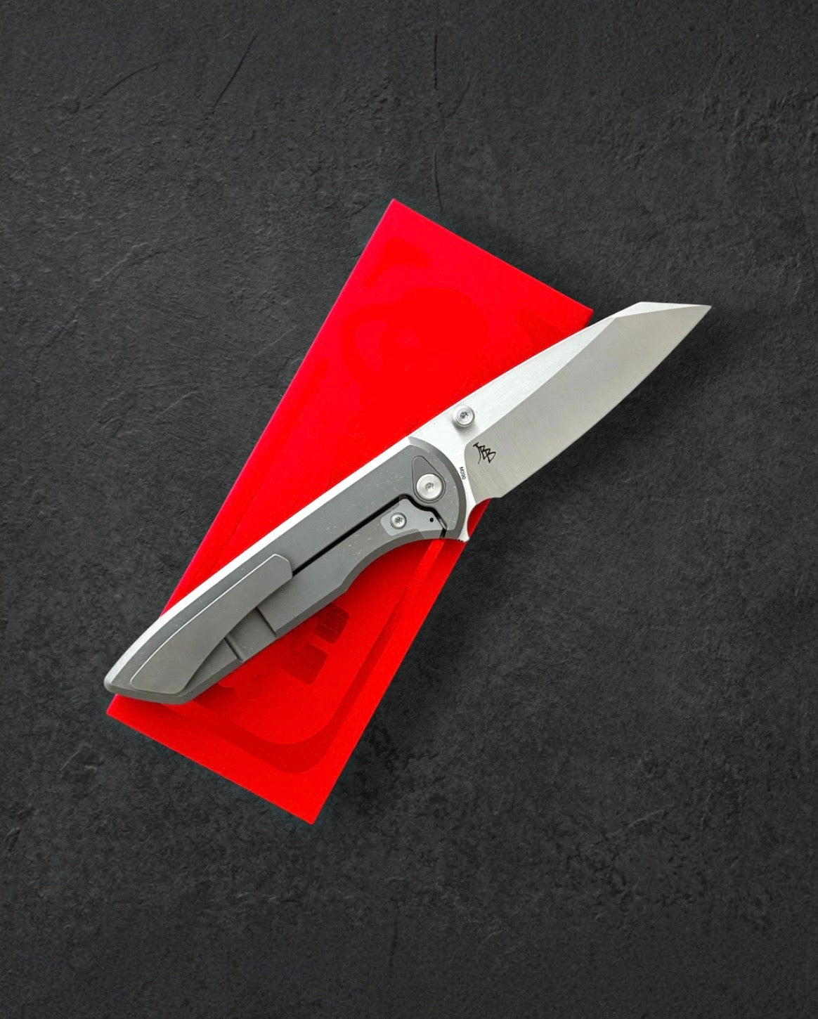 Chaves Knives-Chaves Knives x Brad Blount - Arrestor 229 Integral - Stonewash Titanium Handles - Belt Satin M390 Sheepsfoot Blade-3-Urban Cutlery