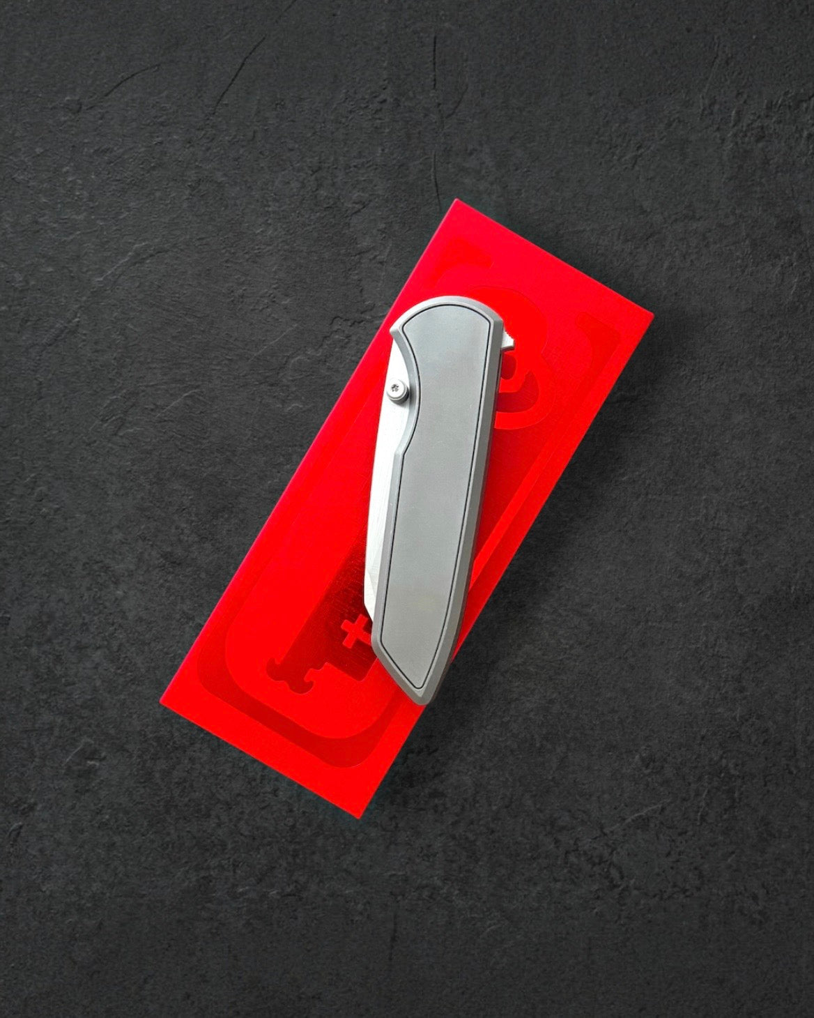 Chaves Knives-Chaves Knives x Brad Blount - Arrestor 229 Integral - Stonewash Titanium Handles - Belt Satin M390 Sheepsfoot Blade-4-Urban Cutlery